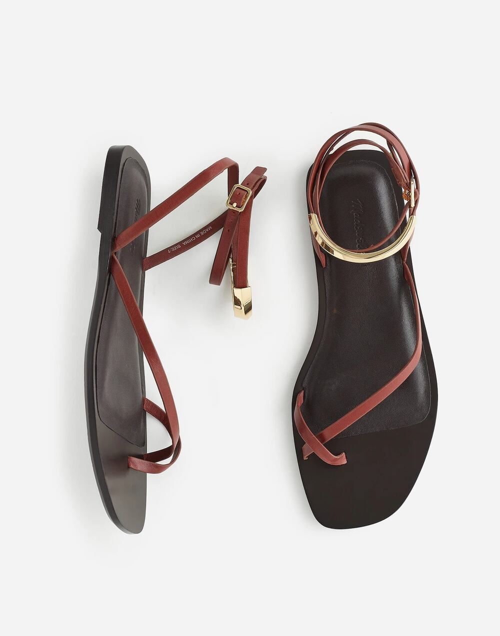 NEW Madewell The Vira Bangle Ankle-Wrap Sandal in Leather Cherry Wood Size 8